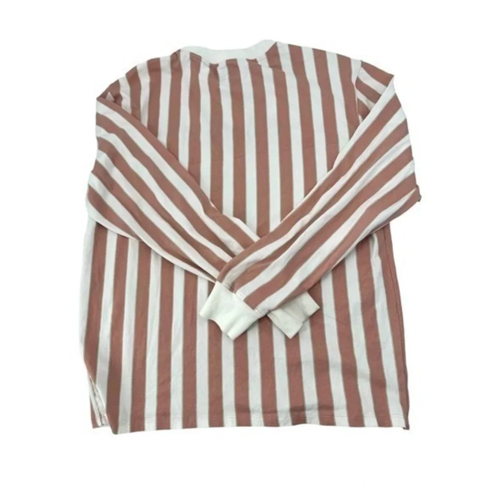 Guess‎ Pink Striped Long Sleeve Crew Neck Shirt Embroidered Guess Logo Women's M
